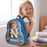 Custom Photo, Alphabet, Any Theme - Personalized Kid Changeable Leather Patch Backpack