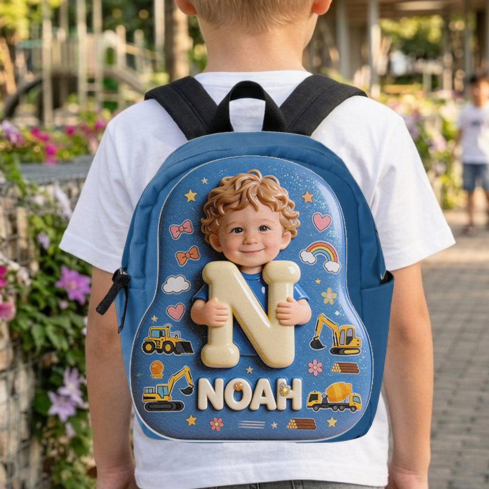 Custom Photo, Alphabet, Any Theme - Personalized Kid Changeable Leather Patch Backpack