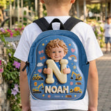 Custom Photo, Alphabet, Any Theme - Personalized Kid Changeable Leather Patch Backpack