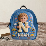 Custom Photo, Alphabet, Any Theme - Personalized Kid Changeable Leather Patch Backpack