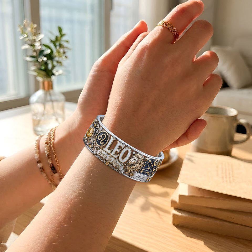 Zodiac Sign Luxury - Personalized Horoscope Shaped Cuff Bracelet