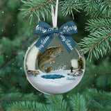 Merry Fishmas - Personalized Fishing Snow Globe Ornament With Bow