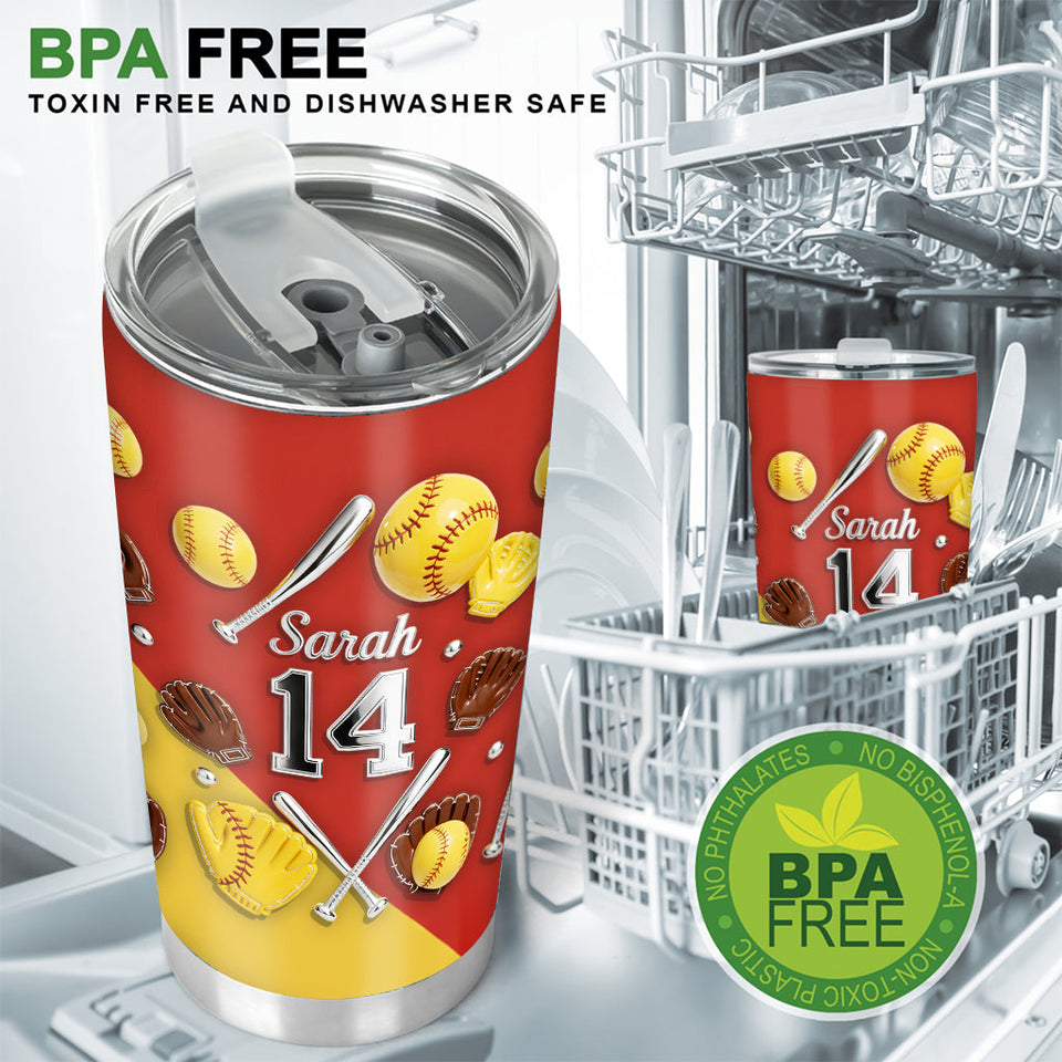 Love Softball - Personalized Softball Tumbler