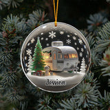 Retro RV Camper Christmas - Personalized Camping Ornament