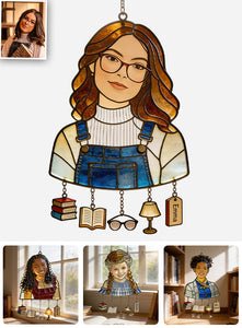 Love Reading - Personalized Book Window Hanging Suncatcher With Charms