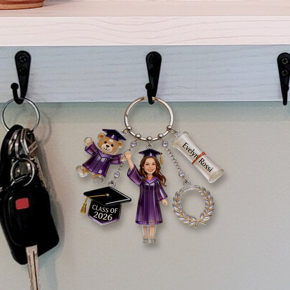 Class Of 2026 - Personalized Graduation Premium Keychain With Charms