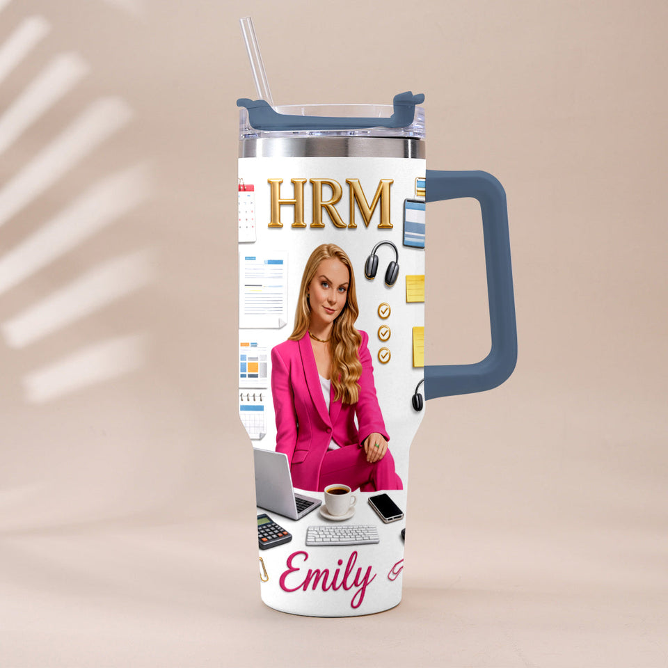 Custom Any Photo Office Staff Gift - Personalized Colleague Tumbler With Plush Charm
