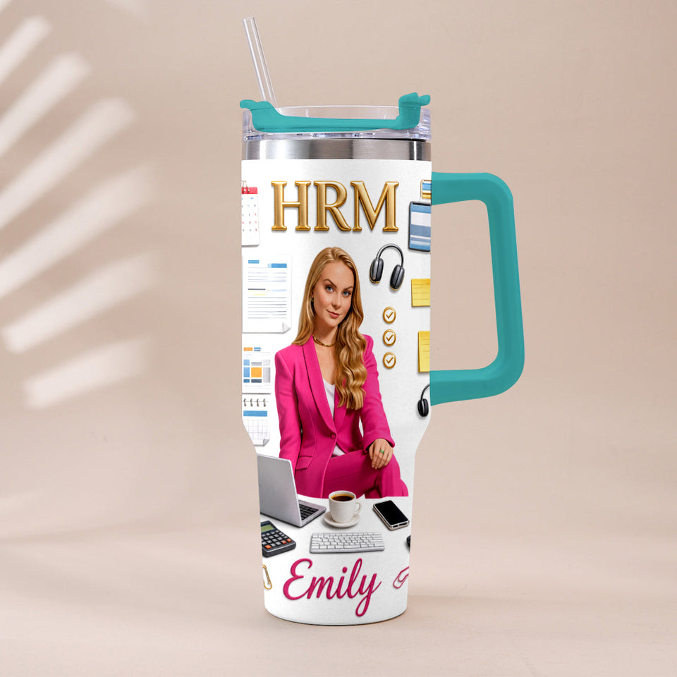 Custom Any Photo Office Staff Gift - Personalized Colleague Tumbler With Plush Charm