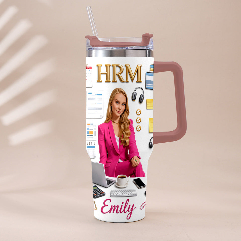 Custom Any Photo Office Staff Gift - Personalized Colleague Tumbler With Plush Charm