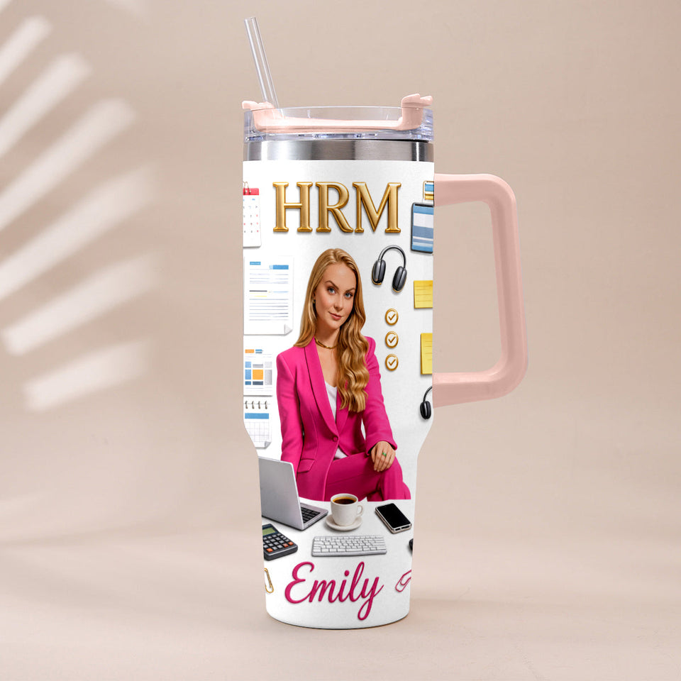 Custom Any Photo Office Staff Gift - Personalized Colleague Tumbler With Plush Charm