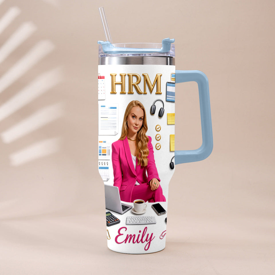 Custom Any Photo Office Staff Gift - Personalized Colleague Tumbler With Plush Charm