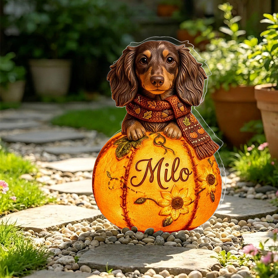 Fall Season Cute Pets - Personalized Dog Solar Acrylic Light