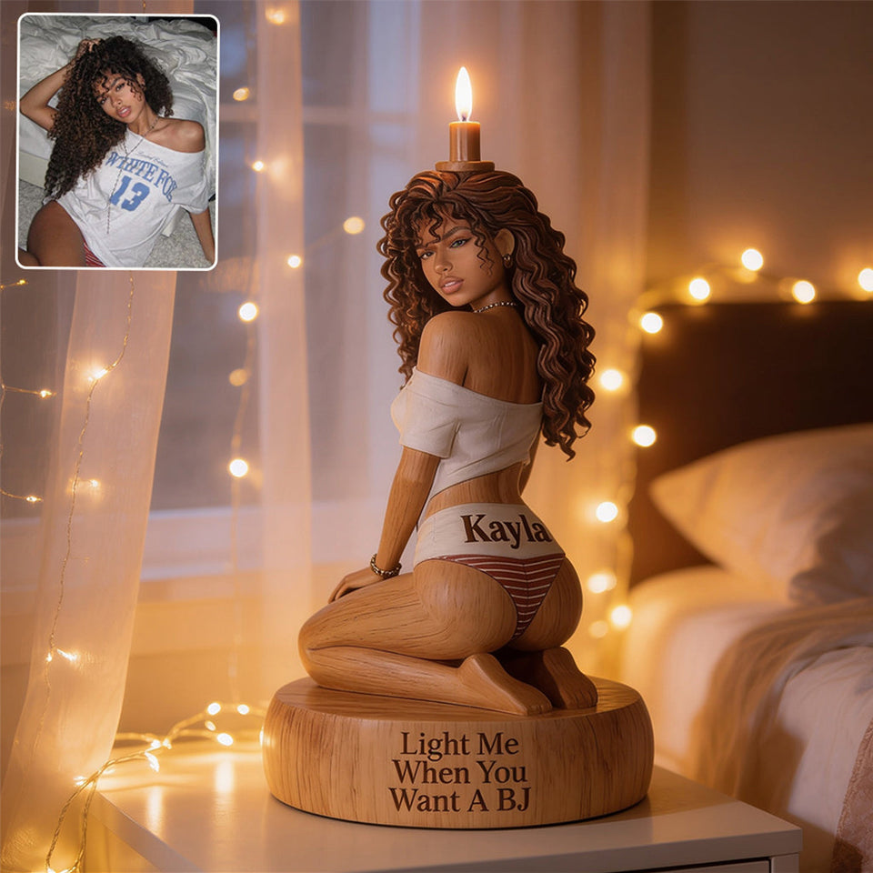 Light Me - Personalized Spicy Couple Custom Shape Wooden Candle Holder