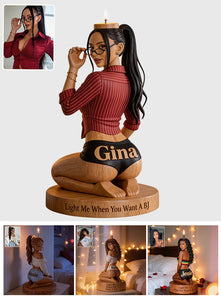 Light Me - Personalized Spicy Couple Custom Shape Wooden Candle Holder