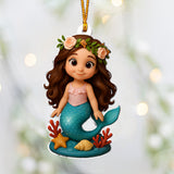 Custom From Any Photo, Gift For Mermaid Loving Girls - Personalized Kid Custom Shaped Ornament
