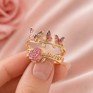 Beautiful Mom Gift - Personalized Mother Adjustable Shaped Ring