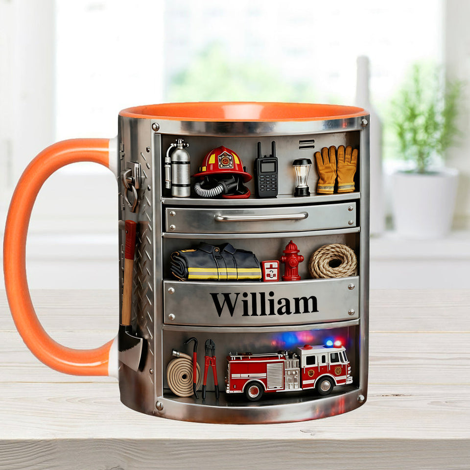 Firefighter Toolbox - Personalized Firefighter Accent Mug & Coaster