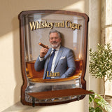 Whiskey & Cigar - Personalized Whisky Wooden Floating Shelf