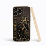 Put On The Full Amor Of God, Gift for Christians - Personalized Christian 3D Embossed Leather Phone Case