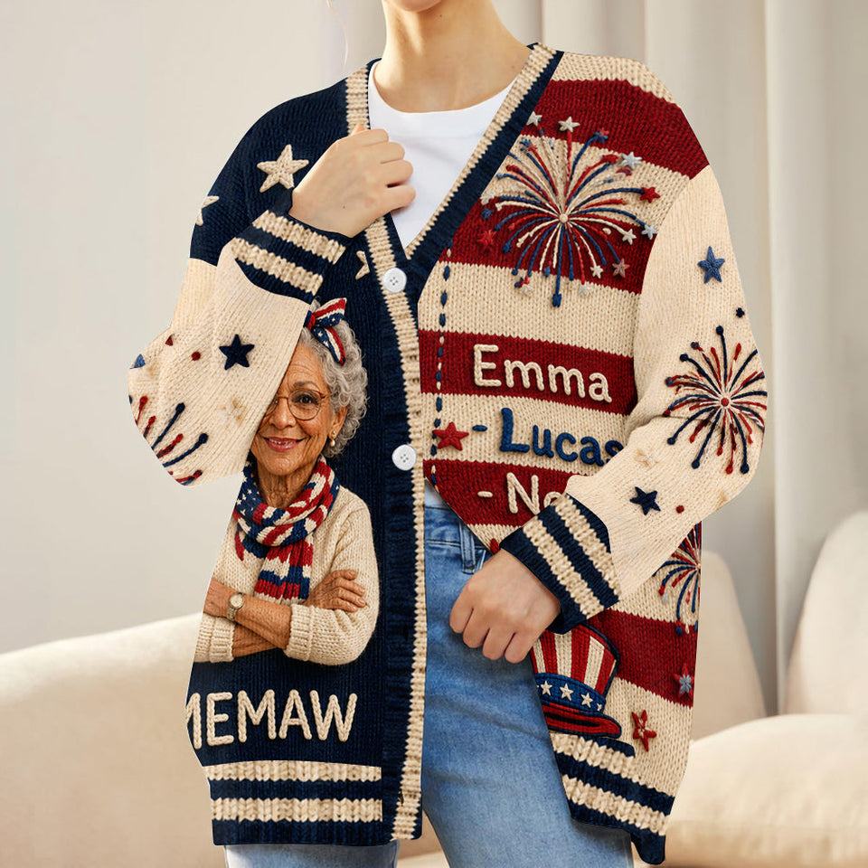 Any Photo Gift For Nana, Mother - Personalized Grandma Cardigan Sweater