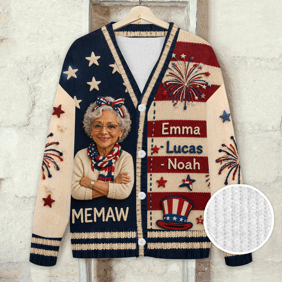 Any Photo Gift For Nana, Mother - Personalized Grandma Cardigan Sweater