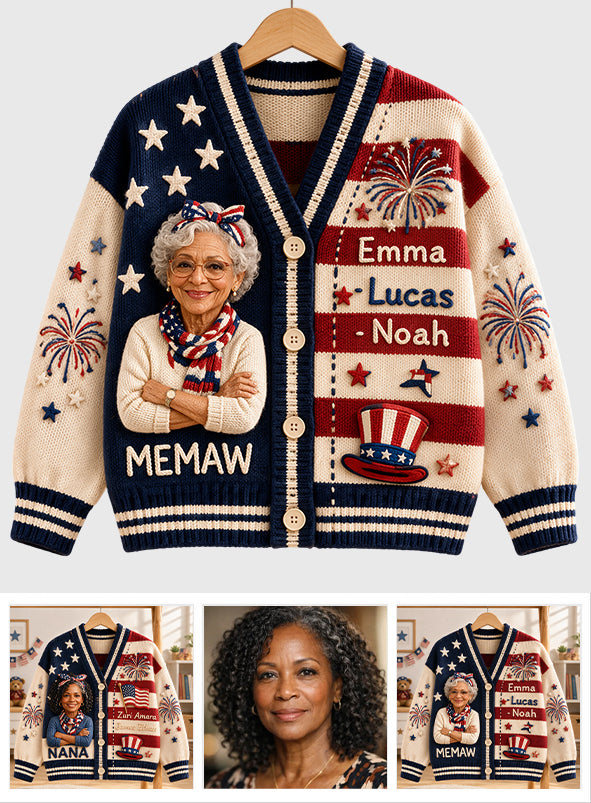 Any Photo Gift For Nana, Mother - Personalized Grandma Cardigan Sweater