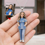Proud Nurse - Personalized Nurse Shaped Metal Pendant Necklace