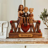 I Love You Mom - Personalized Mother Custom Shaped Wood Plaque