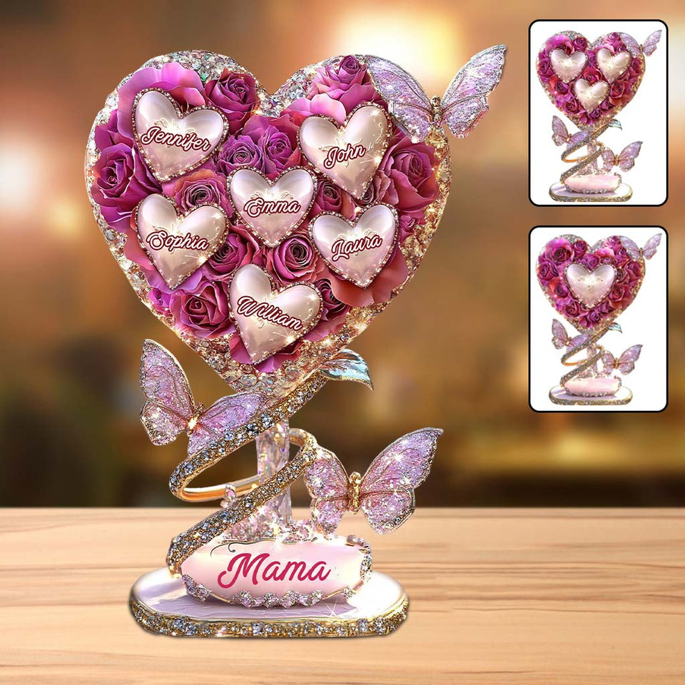 Mama Heart - Personalized Mother Custom Shaped Acrylic Plaque