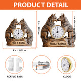 Gift For Anniversary Couple Wolf Forever Yours - Personalized Couple Acrylic Clock Plaque