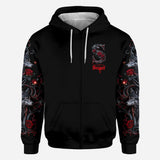 Wolf And Roses, Initial Customize - Personalized Wolf All Over Shirt
