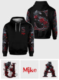 Wolf And Roses, Initial Customize - Personalized Wolf All Over Shirt