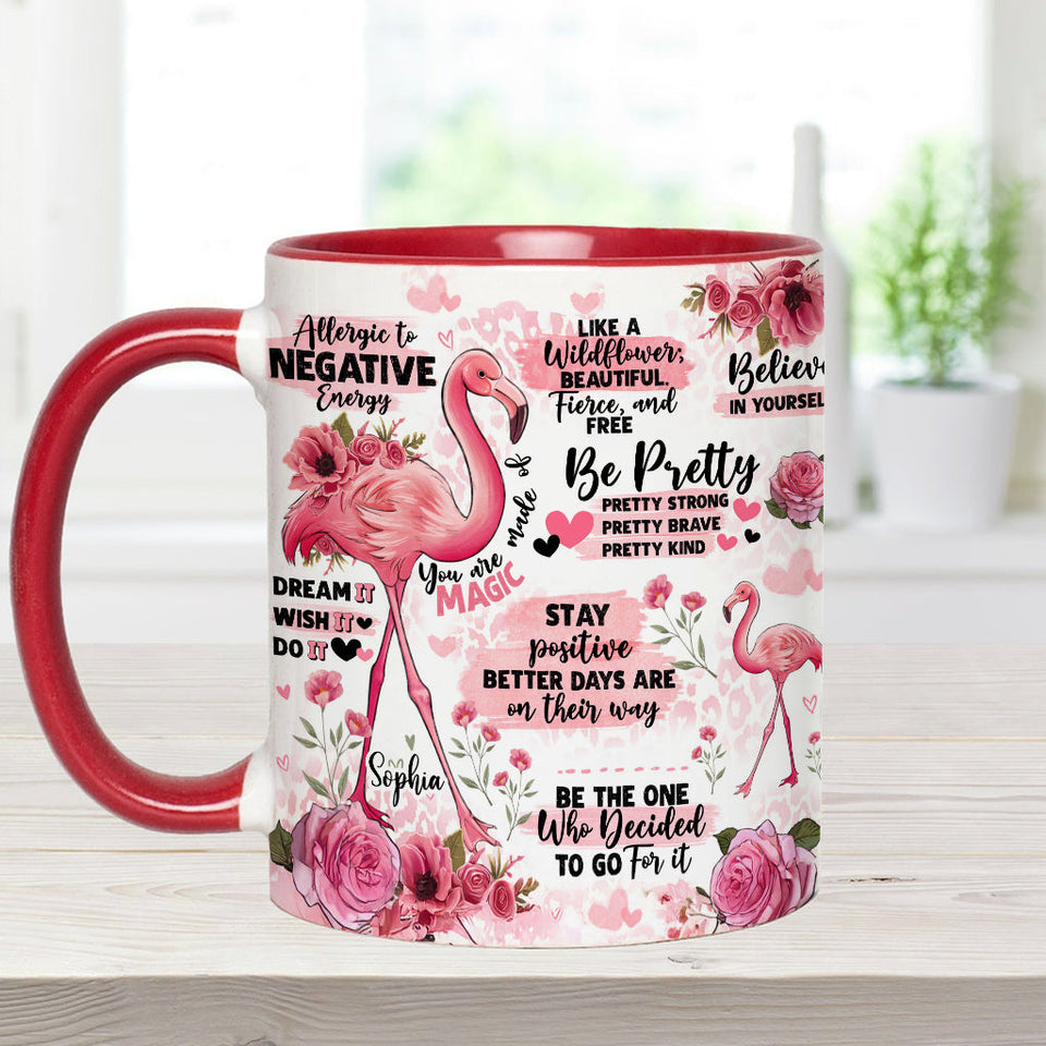 Flamingo Affirmation - Personalized Flamingo Accent Mug