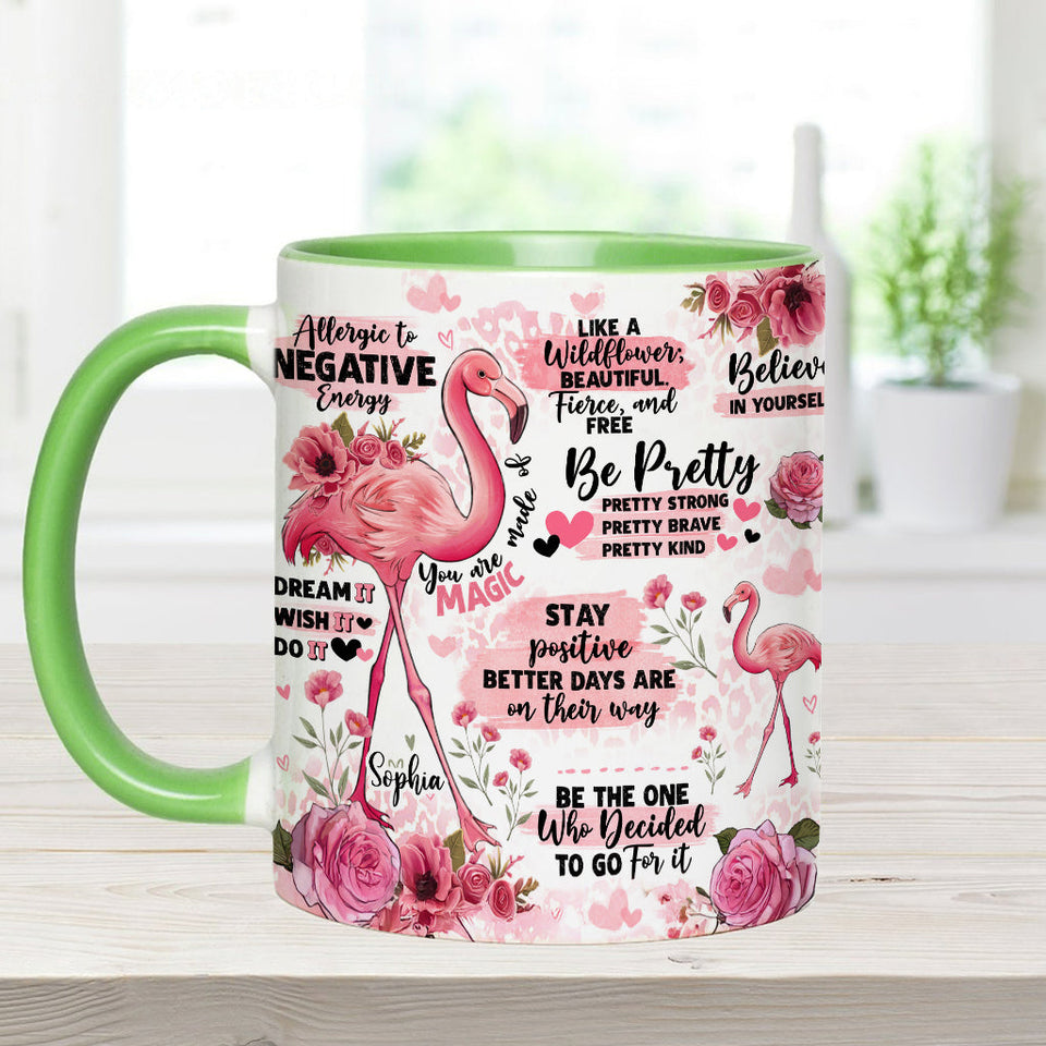 Flamingo Affirmation - Personalized Flamingo Accent Mug