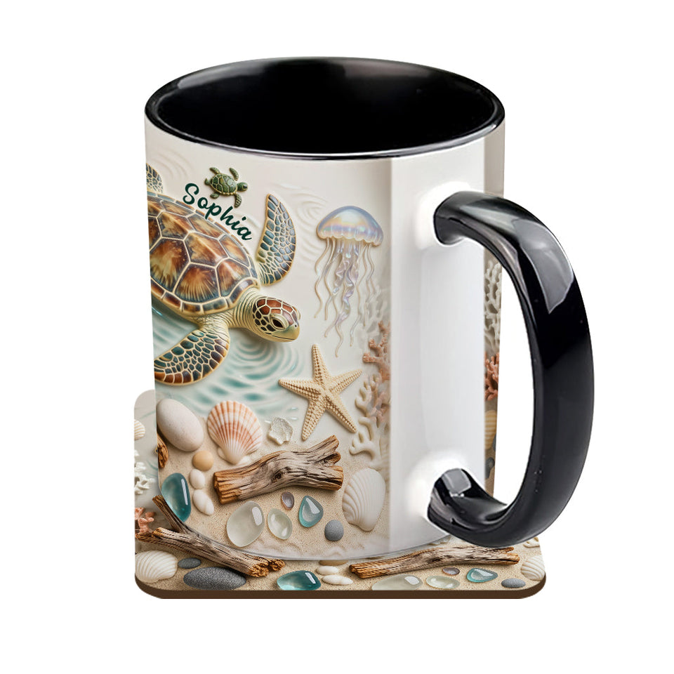 Love Turtles - Personalized Turtle Accent Mug & Coaster