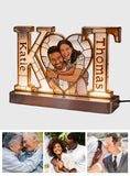 Custom From Photo, Initial Letters And Heart - Personalized Couple Acrylic LED Night Light