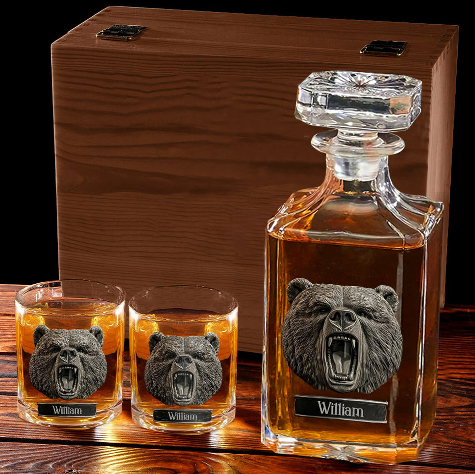Grizzlies Roar Bear - Personalized Hunting Whiskey Glass
