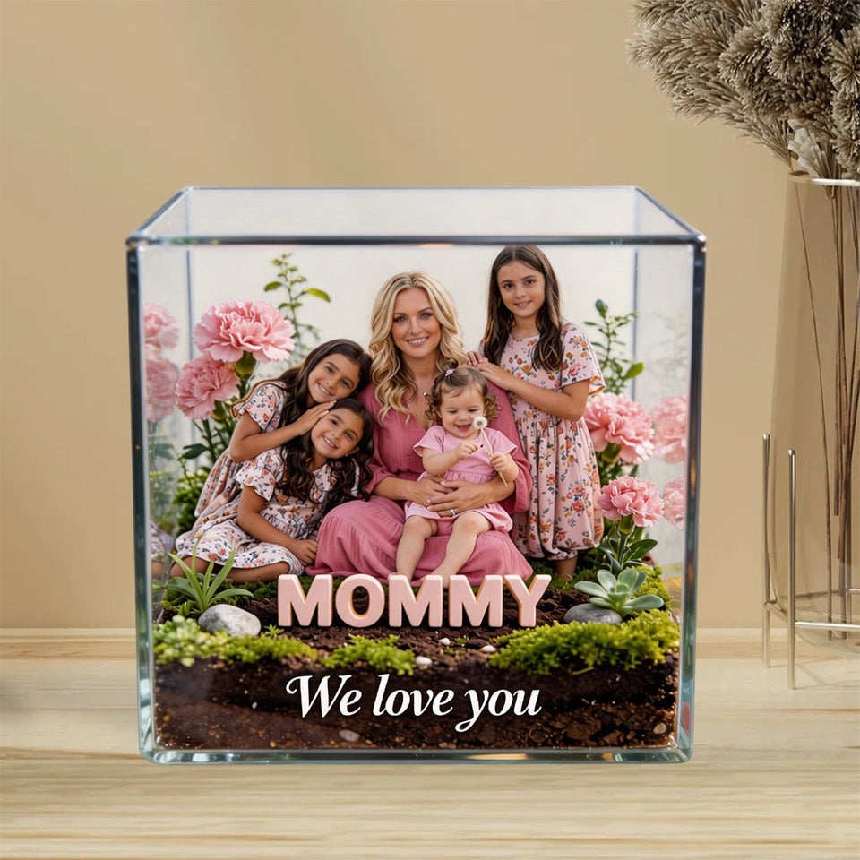 Mom Gift Block and Flower - Personalized Mother Custom Shaped Acrylic Plaque