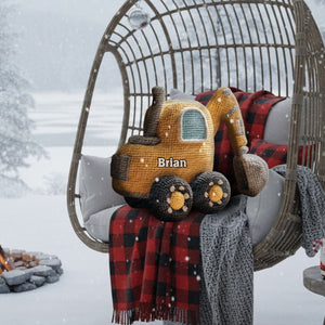 Construction Machine - Personalized Kid Faux Fur Shaped Pillow
