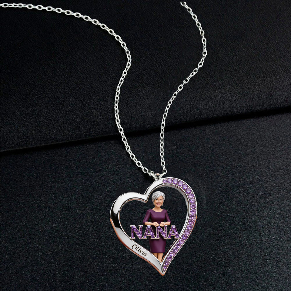 Custom Any Photo Gift For Grandma/Mom - Personalized Grandma Shaped Metal Pendant Necklace
