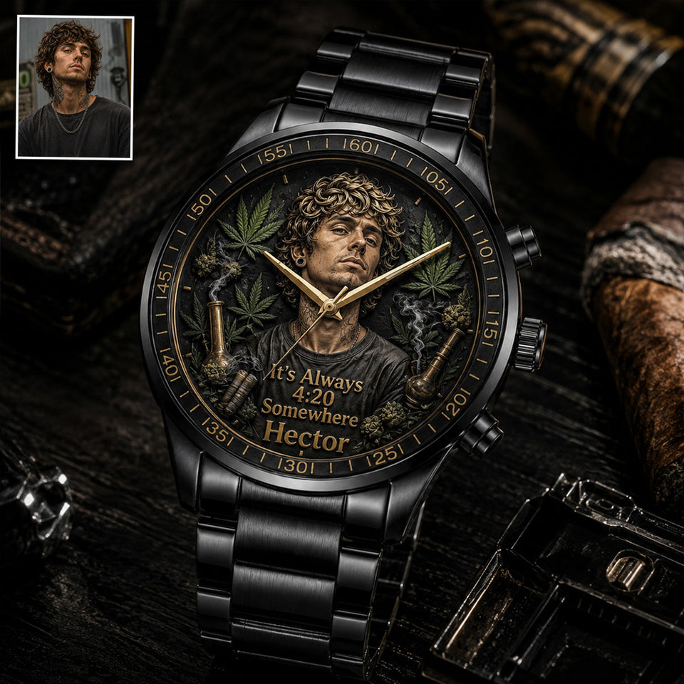 World's Dopest Dad, It's Always 4:20 Somewhere - Personalized Weed Hand Watch