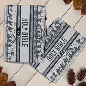 Nativity Scene - Personalized Christian Leather Bible Cover Bag