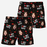 I Love My Husband - Personalized Couple Triangle Bikini Swimsuit And Men Shorts