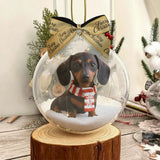 I Love My Dog - Personalized Dog Snow Globe Ornament With Bow