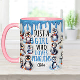 Just A Girl Who Loves Penguins - Personalized Accent Mug