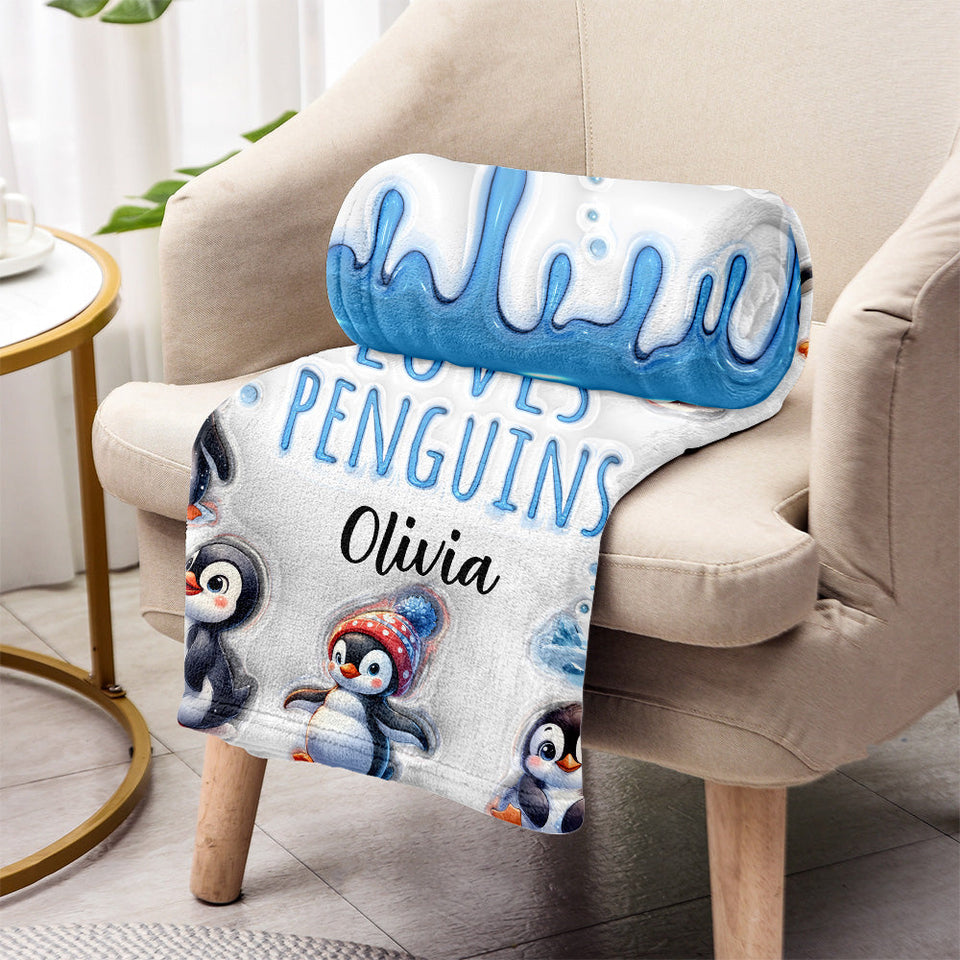 Just A Girl Who Loves Penguins - Personalized Blanket
