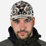 Black and White Highland Cow Flower - Personalized Highland Cow Classic Cap
