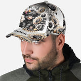 Black and White Highland Cow Flower - Personalized Highland Cow Classic Cap