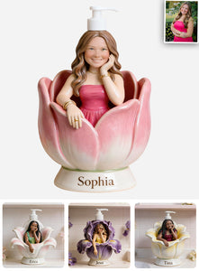 Custom Any Photo Favorite Flower - Personalized Flower Lover Soap Dispenser