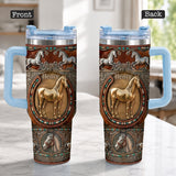 Love Horses - Personalized Horse Tumbler With Plush Charm